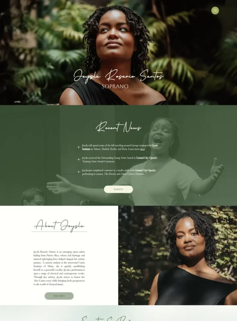 Website redesign for soprano Jeysla Rosario Santos