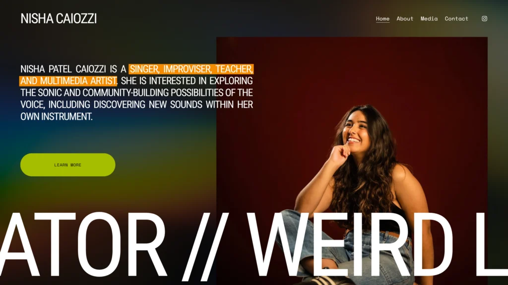 Web design for soprano Nisha Caiozzi